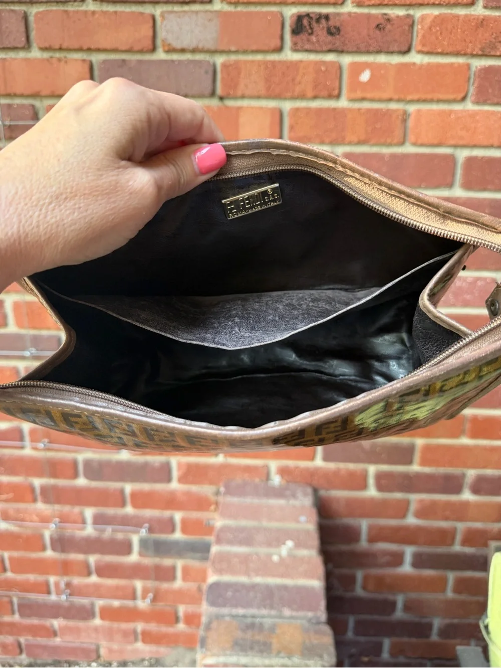 Vintage Fendi Brown Zucca Logo Clutch/Travel Pouch